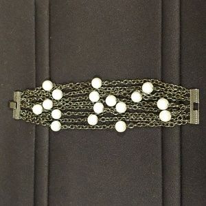 Pearl Tone and black chain bracelet